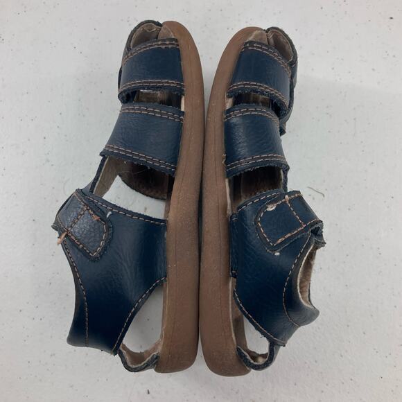 See Kai Run Blue Leather Jude IV Hook Loop Adjustable Fisherman Sandals Shoes - Picture 6 of 10